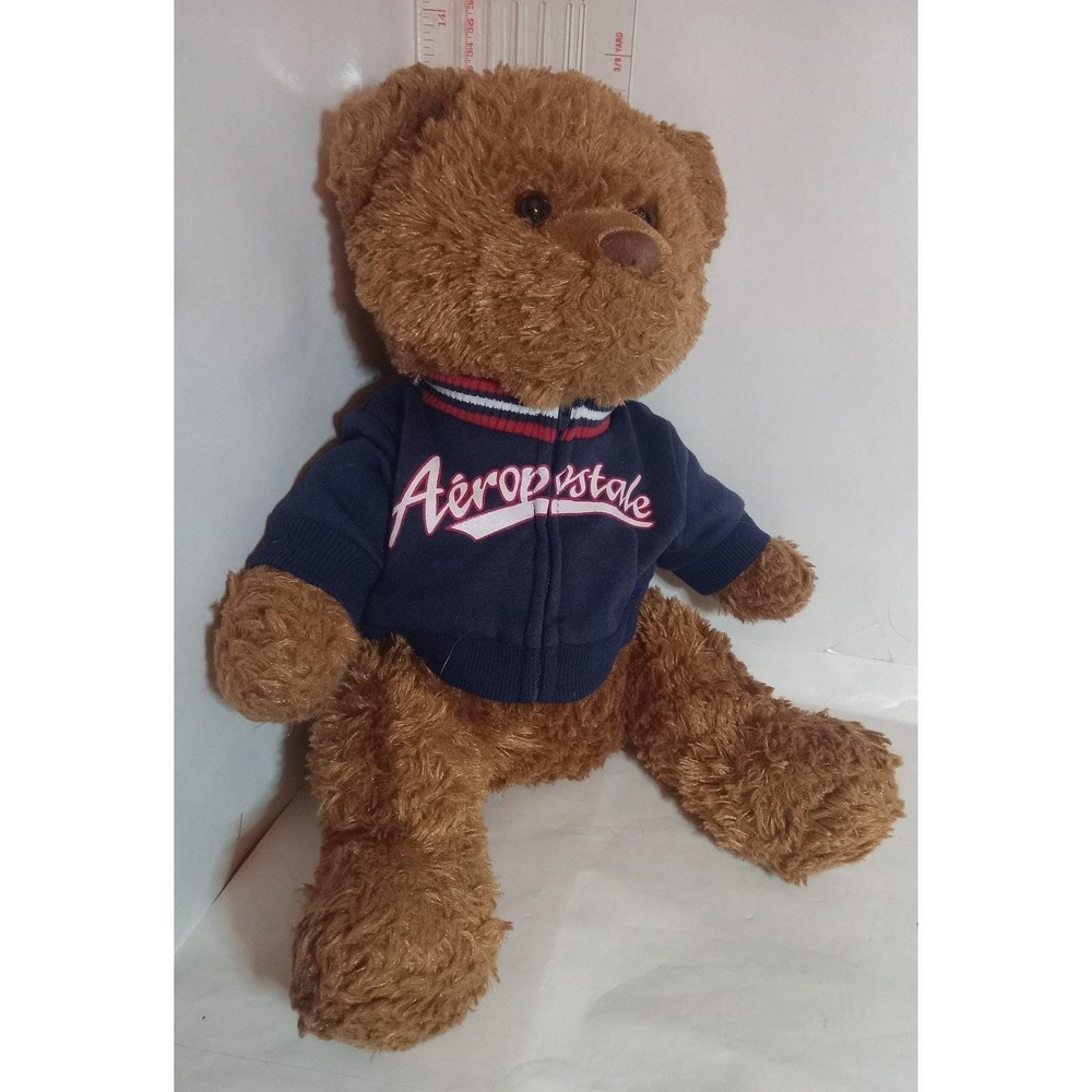 Vtg Aeropostale Holiday Brown Teddy Bear Plush Stuffed Animal Blue Jacket 17"
